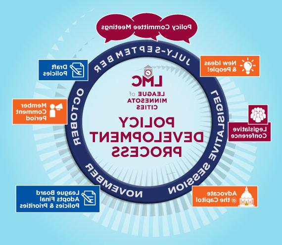 Graphic that depicts the LMC policy 开发ment process throughout the year